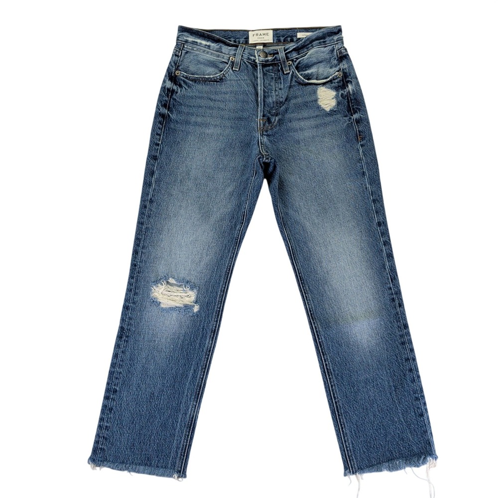 FRAME Le Pegged Jean Bloomfield Distressed High Rise‎ Straight Jeans 24 LPJ385